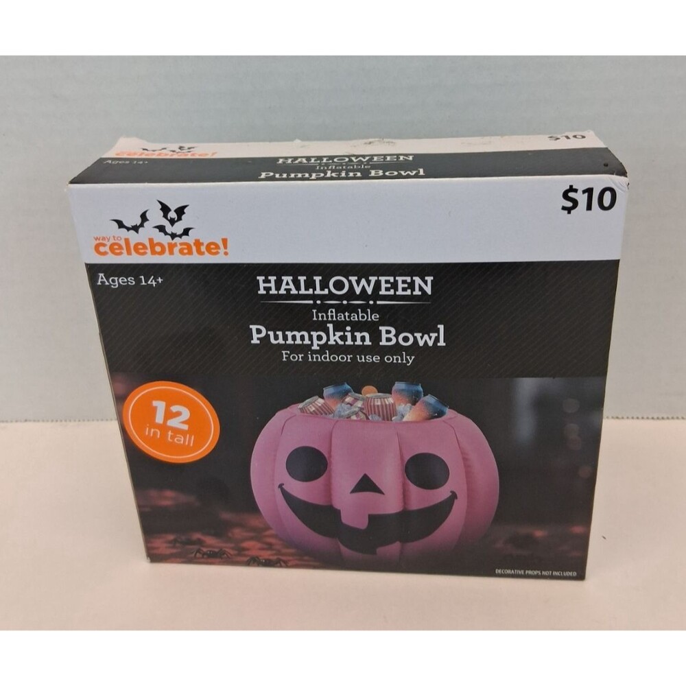 Halloween Way to Celebrate Inflatable Pink Pumpkin Bowl Cooler 12" Party NIB